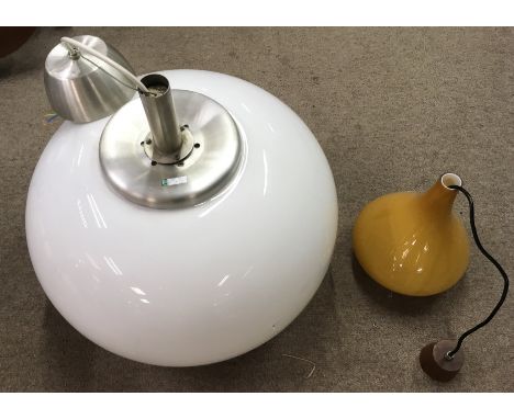 A large, 1960's Pia Guidetti modern design dome shape ceiling light, of white glass with chrome fitting, manufacturer by Lumi