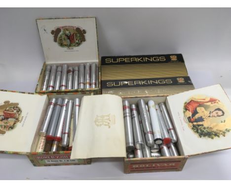 A collection of vintage Havana cigars and cigarettes.
