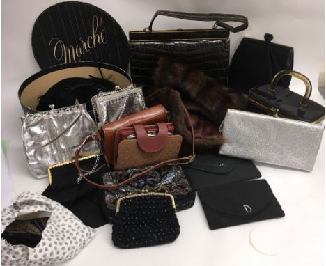 A collection of vintage bags and accessories
