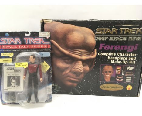 Star Trek, Space talk series carded figure and Deep space nine, Ferengi character headpiece and make up kit, unfortunately th