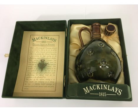 A commemorative bottle of Mackinlays Deluxe Scotch Whisky, aged 20years,  marking 175 years of production, as used by Sir Ern