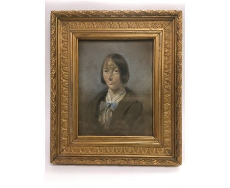 A gilt framed 19th Century pastel portrait of a young girl, approx 31cm x 35.5cm.