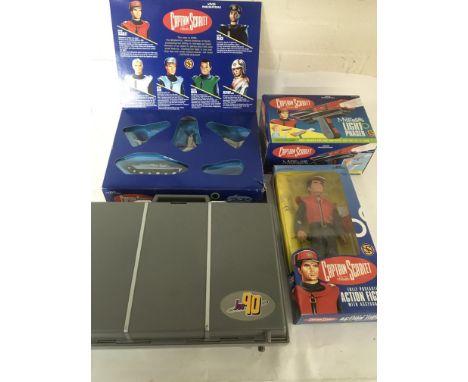 Gerry Anderson, Captain Scarlet boxed figure, light phaser and an incomplete command team also includes a Joe 90 incomplete c