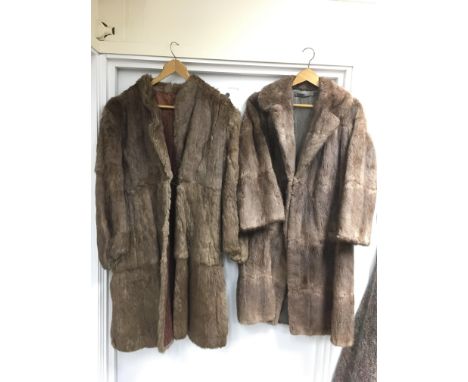Two vintage. full length brown  fur coats.Approx size 12- 14 - NO RESERVE