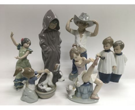 Three Llaldro and three Nao figures of children (6).