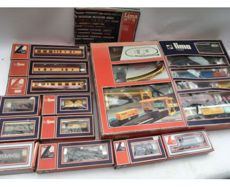 A Lima railway, boxed set, container unloading set, also boxed locomotive with carriages and rolling stock etc - NO RESERVE