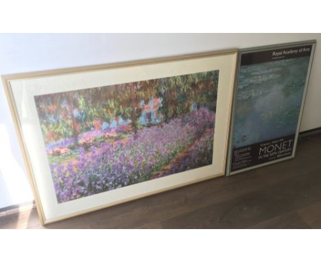 A large framed Monet print and a Royal Academy of Arts exhibition poster.Approx 81x110 and 54x80cm - NO RESERVE