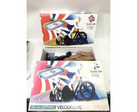 A sealed, Scalextric Olympic Team GB, Velodrome Cycling Set with an identical opened set