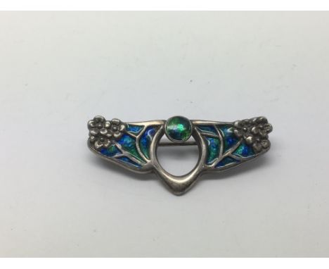 A Charles Horner enamel and silver brooch, approx length 4cm.
