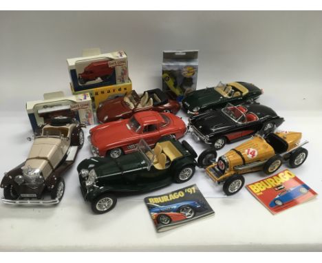 A collection of die cast model vehicles comprising mainly Burago vintage cars.