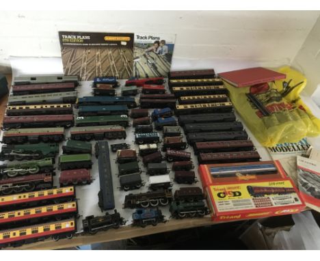 A collection of Hornby HO/OO scale , unboxed , including Locomotives, carriages and rolling stock also with track and informa