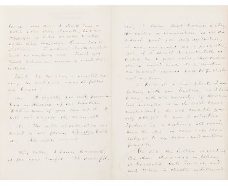 Ben-Hur.- Wallace (Lew, author, lawyer and politician, 1827-1905) Autograph Letter signed to Benjamin Holt Ticknor, 4pp., 8vo
