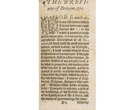 Llwyd (Humphrey) The breuiary of Britayne. As this most noble, and renowmed iland, was of auncient time deuided into three ki