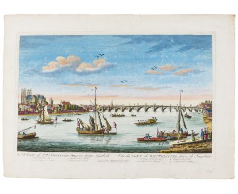 London.- Bowles &amp; Carver (publishers) &amp; Robert Wilkinson. A View of Westminster Bridge from Lambeth; A View of the Ci