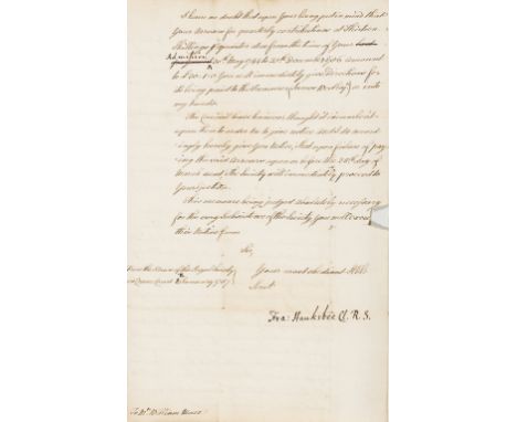 Royal Society.- Hauksbee (Francis, Clerk to the Royal Society, instrument maker and lecturer on science, 1688-1763) Letter si