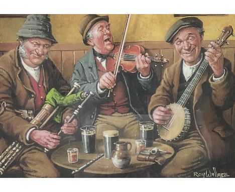 After Roy Wallace (Irish 20th century): 'The Musicians', oleograph titled on the mount in pencil 27cm x 39cm