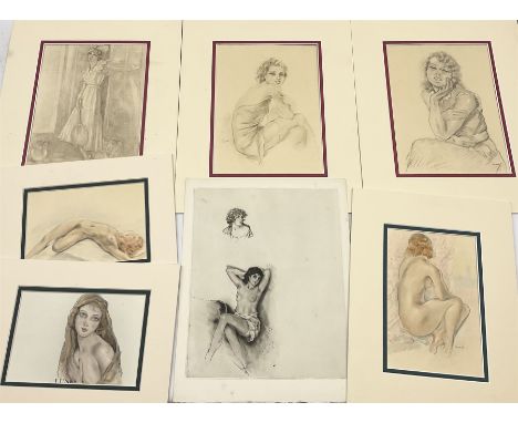 After Chimot (French early 20th century): Female Studies, six colour and monochrome plates23cm x 17cm diminishing; a similar 