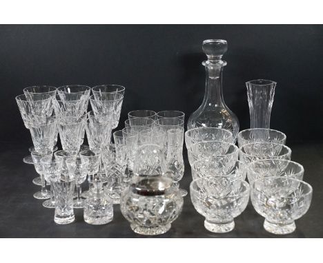 Collection of crystal cut glass to include Waterford Crystal, Edinburgh Crystal, etc including Waterford Crystal Lismore patt