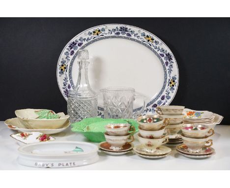 Wedgwood Etruria large oval platter, 42.5cm diameter together with a Shelley Lucie Atwell baby plate, Royal Albert Old Countr