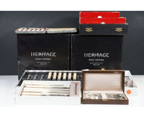 Collection of mixed flatware and glassware to include Waterford Heritage Irish Crystal including 2 x Cathedral Hi-Ball and Ti