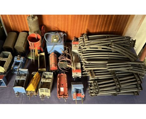 O Gauge train carriages together with track etc 
