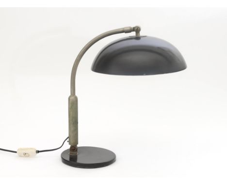 H.Th.A. Busquet (1914-1977) A black lacquered and nickle-plated metal desk lamp, model P-144, produced by Hala, Zeist, newly 