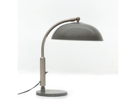 H.Th.A. Busquet (1914-1977) A black lacquered and nickle-plated metal desk lamp, model P-144, produced by Hala, Zeist. 45 cm.