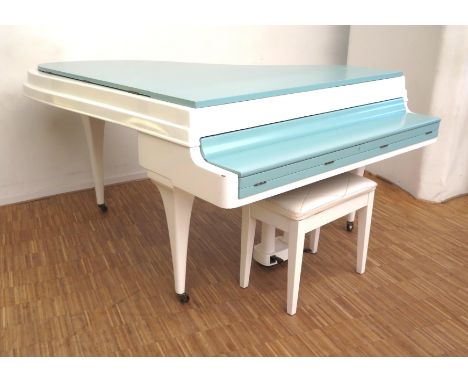 Pianohandel D.A. Rippen A 'Rippen' grand piano, white and mint-green lacquered, made of Silumin, an aluminium alloy, with woo