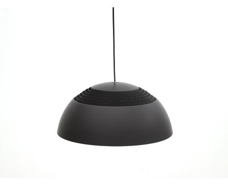 Arne Jacobsen (1902-1971) A brown and white lacquered metal hanging lamp, model 'AJ Royal', produced by Louis Poulsen, Denmar