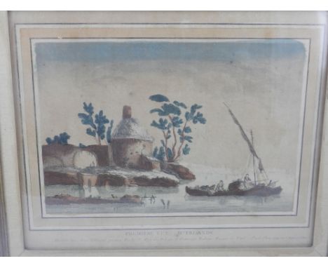 Late 19th / early 20th century Continental school, a riverscape study, watercolour. H.18cm W.25cm, together with one other 19