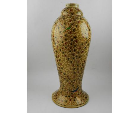 A late 19th / early 20th century Middle Eastern lacquered vase (previously used for lamp conversion). H.44.5cm