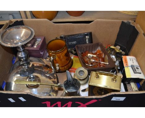 Mixed Lot to include assorted metal wares, carriage clock, flatwares, Kodak camera