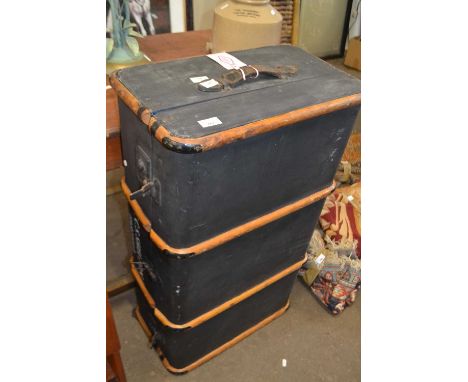 Wooden bound storage trunk