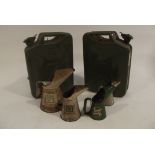 Collection (4) of Oil Cans and Pair of Fuel Cans