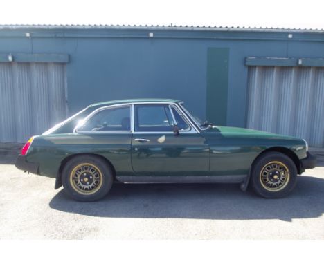 A 1975 MGBGT Jubilee, registration number KRY 811P, chassis number GHD5-377475G, green. Announced in late 1974 to celebrate 5