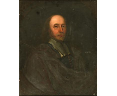 ~ Attributed to James Wyatt (1764-1813) Portrait of Sir Hardress Waller, head and shoulders, wearing a large white collar, in