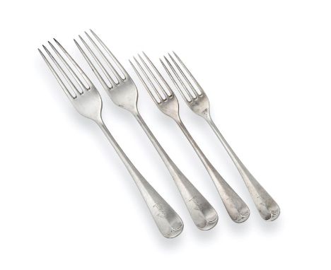 ~ A Set of Twelve George Silver Table-Forks and Sixteen Dessert-Forks, by William Hutton and Sons, Sheffield, 1925 Hanoverian