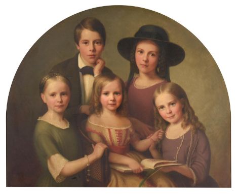 ~ Follower of Anthony Frederick Augustus Sandys (1829-1904)  Portrait of the five eldest children of the Rev. EJJG Edwards: J