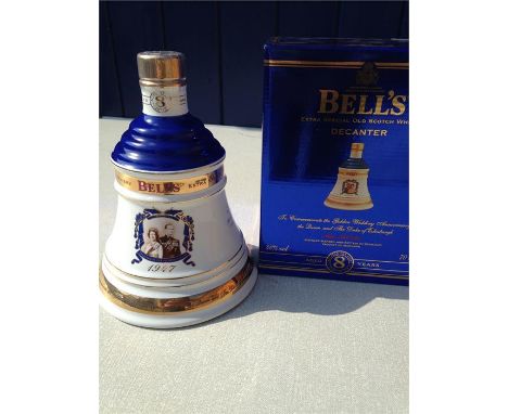 Bells Whisky Decanter - 50th Golden Wedding Anniversary - To Commemorate the Golden Wessing Anniversary of the Queen and the 