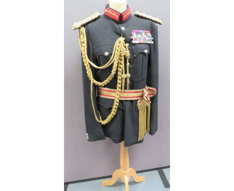 Post 1953 General's Patrol Tunic black, single breasted, high collar tunic. &nbsp;Scarlet collar tabs with gilt embroidery oa