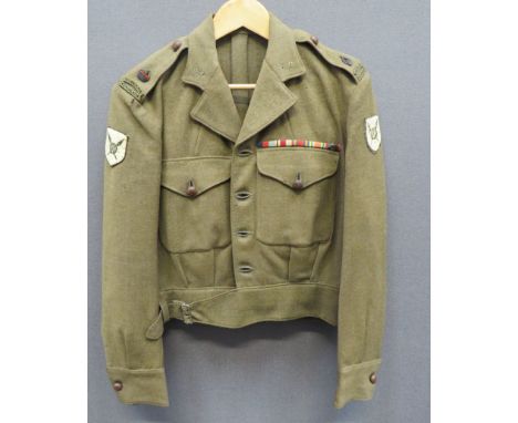 1940 Pattern Northern Rhodesia Officer's Battledress Jacket khaki woollen, single breasted, converted open collar, short jack