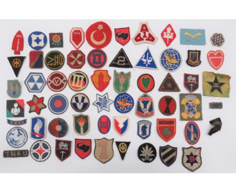 Foreign Formation Badges including bullion embroidery Korean Signal School ... 2nd Army ... 3rd Corps ... 27th Div ... 50th R
