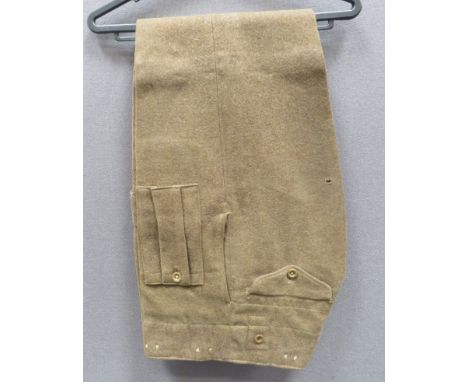 1946 Pattern Battledress Trousers khaki woollen, wide leg trousers. &nbsp;Right hip with open top, first aid pocket. &nbsp;Le