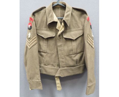 1937 Pattern New Zealand Made GHQ Middle East Land Forces Battledress Jacket khaki brown woollen, single breasted, closed col