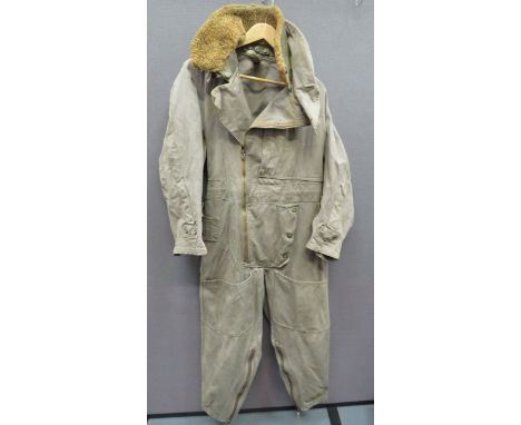 WW2 RAF 1941 Pattern Sidcot Flying Suit khaki green canvas, full suit. &nbsp;Side mounted, open end map pocket to the chest. 