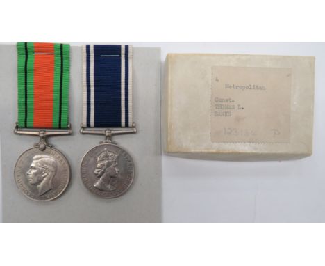 Metropolitan Police Long Service &amp; Good Conduct Medal QEII example named "Const. Thomas L Banks", complete with box of is