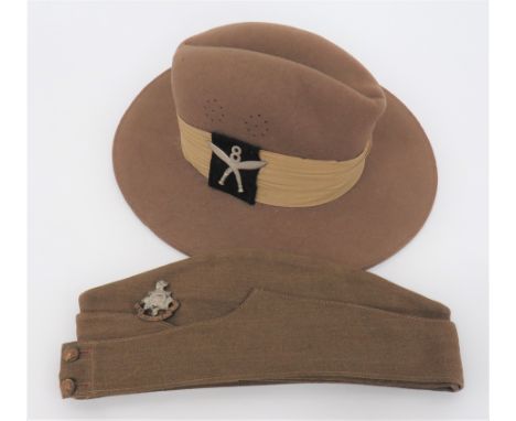 WW2 OR's Field Service Cap and Gurkha Felt Hat khaki crown, body and curtain with front General List buttons. &nbsp;Bi-metal 