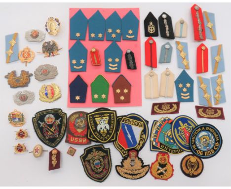 Varied Selection of Foreign Badges including printed USSR Counter Terrorist arm badges ... Embroidery USSR Federal Guard ... 