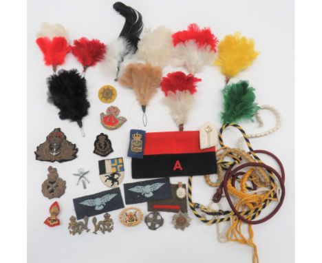 Badges, Plumes and Lanyards including bullion embroidery, QC General's cap badge ... Bullion embroidery, KC Royal Navy Office