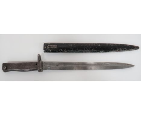 Early War WW1 German M88/98 Ersatz Bayonet 12 1/8 inch, single edged blade with fuller. &nbsp;Steel stepped, part muzzle ring